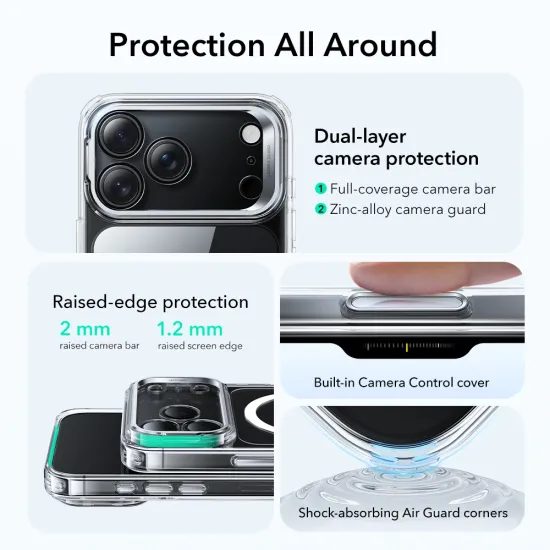 ESR Classic Hybrid Kickstand MagSafe, iPhone 17 Pro Max, transparent