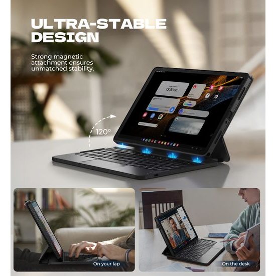 Dexnor μαγνητική θήκη με πληκτρολόγιο, Samsung Galaxy Tab A9 Plus, μαύρη