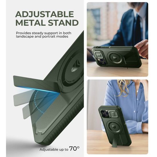 Dexnor MagSafe 360 Βάση Στήριξης Προστατευτική Θήκη iPhone 12 / 12 Pro, πράσινη