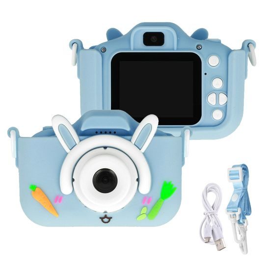 Dětský fotoaparát a kamera C10 s oušky, modrý