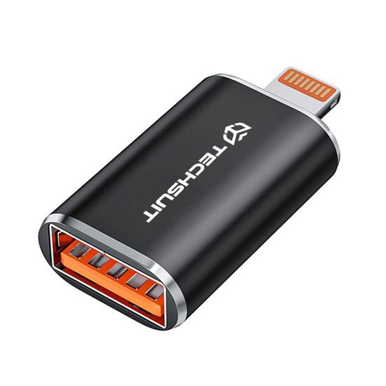 Techsuit Premium OTG προσαρμογέας HyperPort (A6) USB - Lightning, μαύρο-πορτοκαλί