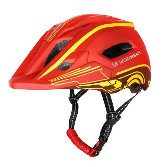 Casco da ciclismo per bambini Wozinsky con luce posteriore USB S, rosso
