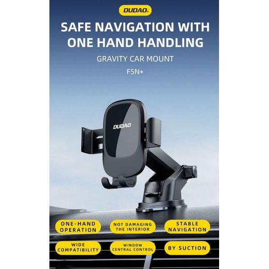 Dudao F5N+ гравитационна стойка за предно стъкло / табло, черна