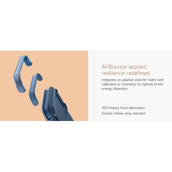 Husă Suritch AirBounce Bumper MagSafe cu Suport și Protecție Cameră, iPhone 17 Pro Max / 18 Pro Max, albastru deschis