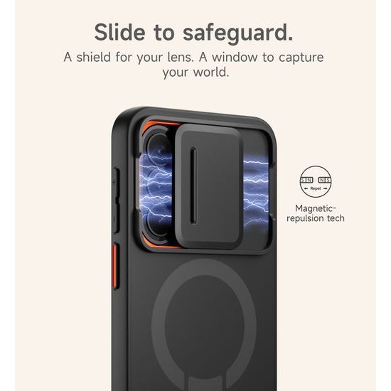 Suritch MagSafe Kickstand Camprotector tok Samsung Galaxy A57, fekete