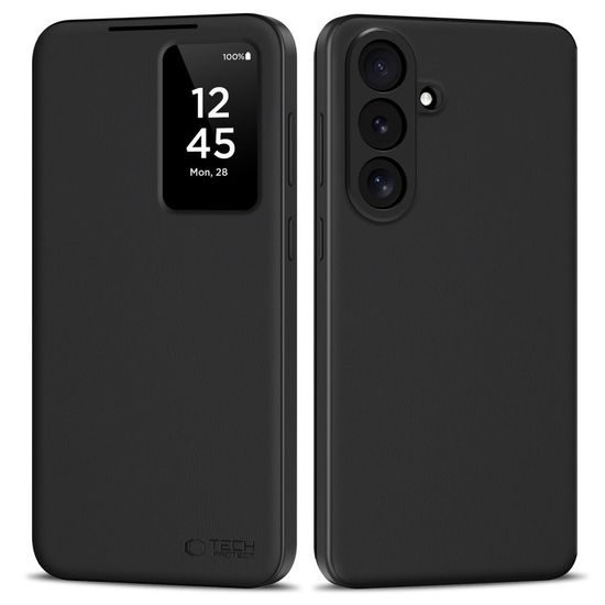 Tech-Protect Smart Wallet Schutzhülle für Samsung Galaxy S26 FE - Kartenfach und Smart Window - Schwarz