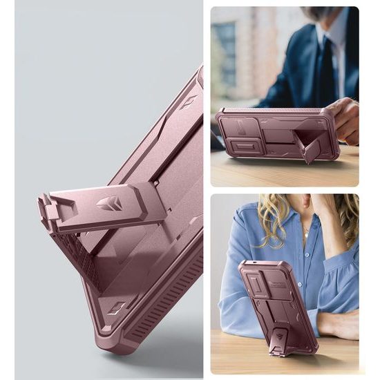 Dexnor 360 Kickstand Camprotector borító Samsung Galaxy S25 Plus, rózsaszín