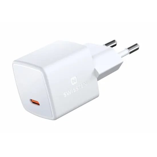 Swissten mini síťový adaptér GaN USB-C 33W power delivery, bílý