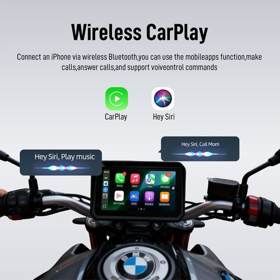 6" Motociklistički zaslon s bežičnim CarPlay i Android Auto, dvostrukom Full HD kamerom i brzootpusnim nosačem