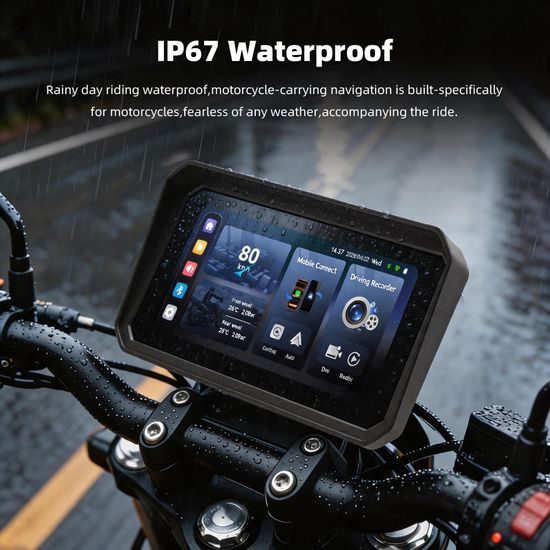 Wyświetlacz motocyklowy 6,25" z bezprzewodowym Apple CarPlay, Android Auto, kamerami DVR i TPMS
