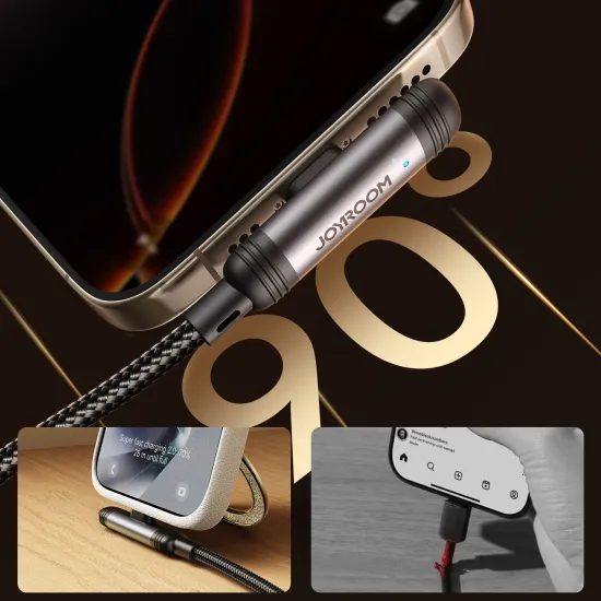 Joyroom S-A56 EnjoyX Series καλώδιο USB-A - Lightning 90°, 3A, 1,2 m, μαύρο