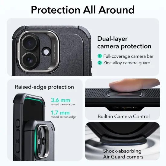 ESR Cyber Kickstand MagSafe etui, iPhone 17, črn