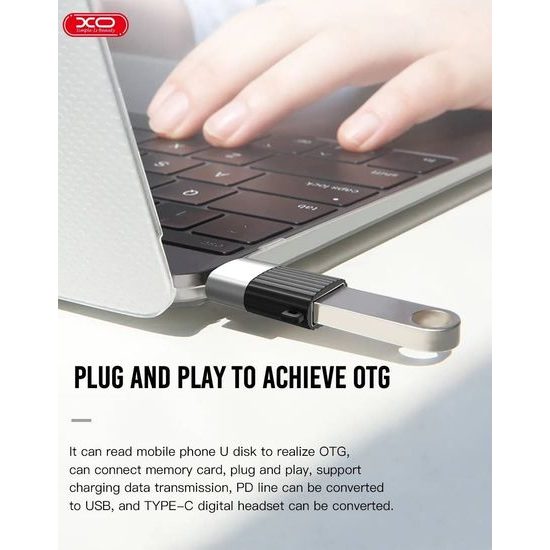 XO adapter NB149-F USB til USB-C - Sort