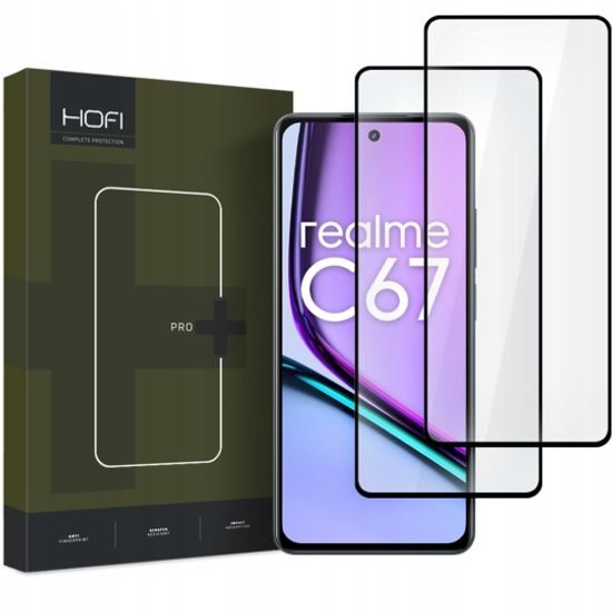 Hofi Pro+ edzett üveg, Realme C67 4G / LTE, 2 db, fekete