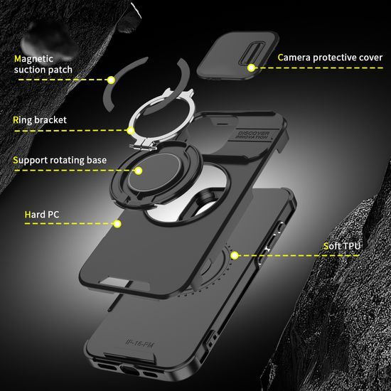 Camslide Stand obal, iPhone 16 Pro Max, čierny