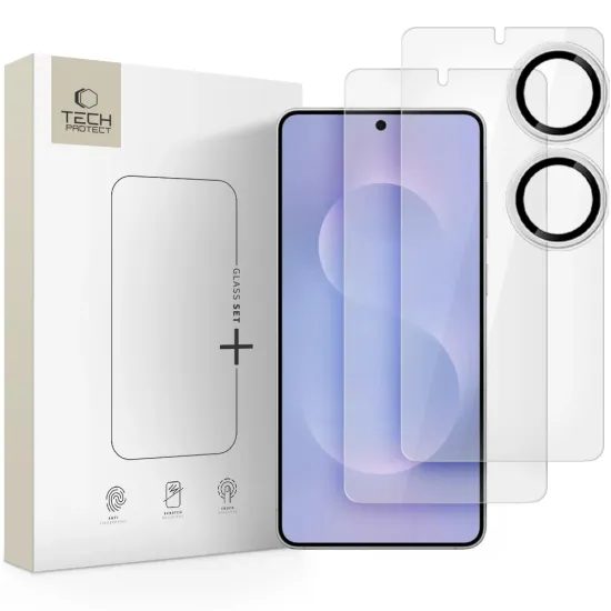 Tech-Protect Glass Set+, 2 tvrzené skla + sklo na čočku, Samsung Galaxy S25 Edge
