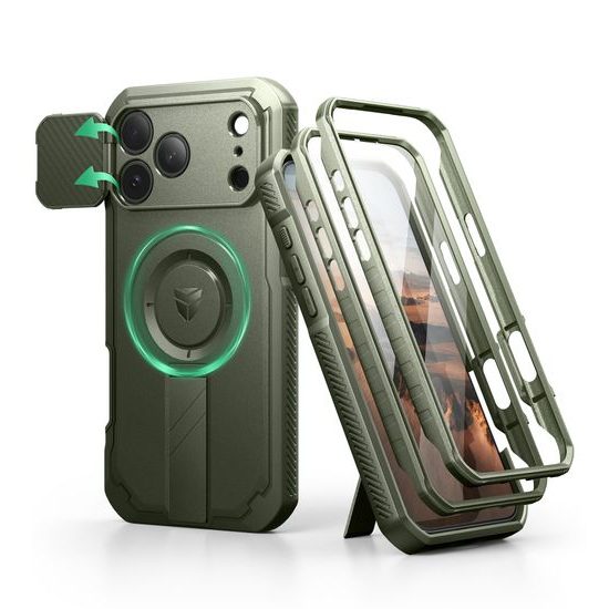 Dexnor MagSafe 360 Kickstand Camprotector etui iPhone 17 Pro Max, zielone