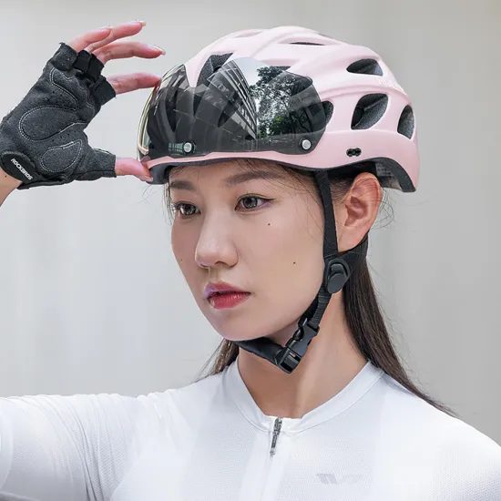 Rockbros Колоездачна каска с козирка, универсална, розова