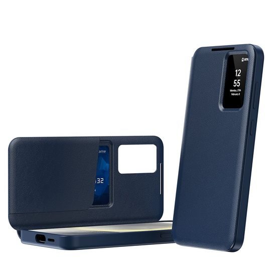 Techsuit SmartView Schutzhülle für Samsung Galaxy S26 Plus - Flip Case mit intelligentem Sichtfenster - Blau