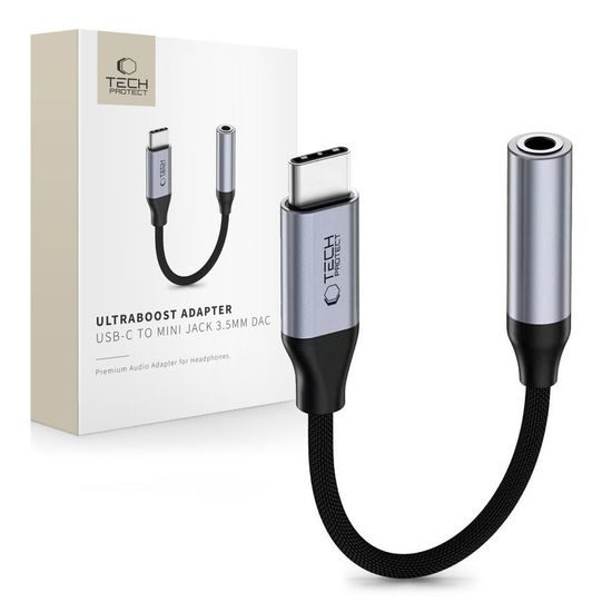 Tech-Protect UltraBoost αντάπτορας USB-C - Mini Jack 3,5 mm, γκρι