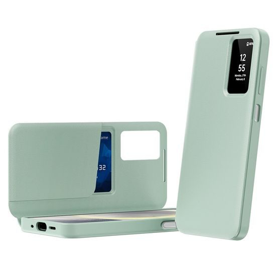 Techsuit SmartView Schutzhülle für Samsung Galaxy A27 5G - Book Case mit Smart View Fenster - Grün