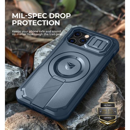 Custodia Dexnor MagSafe 360 Kickstand Camprotector iPhone 12 / 12 Pro, blu