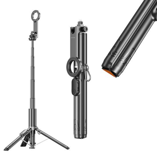 Blavec MagSafe Selfie Stick met Automatische Uitschuiving, Statief en Bluetooth Afstandsbediening - 160 cm - Zwart