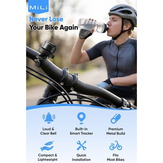 MiLi MiTag velosipēda zvans ar lokalizatoru – melns