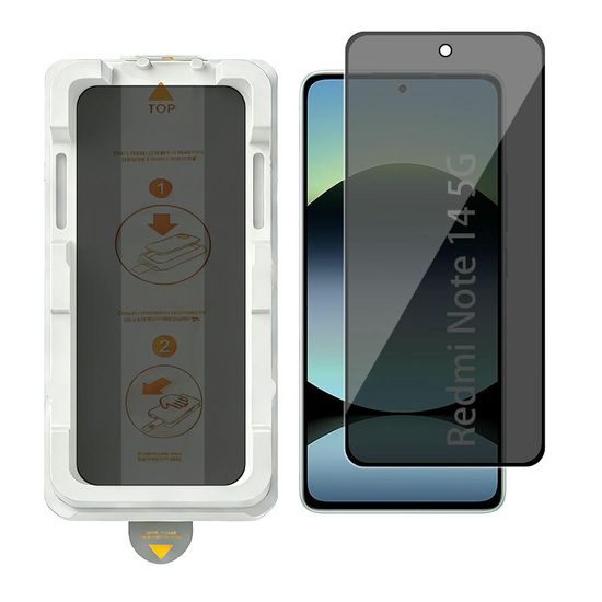 Wency Magic Box Privacy 5D Σκληρυμένο Γυαλί με Εύκολη Εφαρμογή, Xiaomi Redmi Note 14 5G, μαύρο