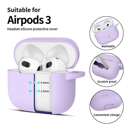 Tech-Protect Θήκη Σιλικόνης, Apple AirPods 3, μωβ