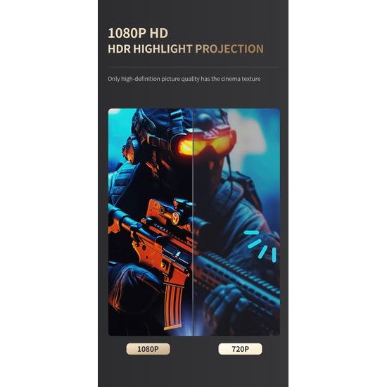 Magcubic HY320, φορητός προβολέας 4K για ταινίες και παιχνίδια, μαύρος