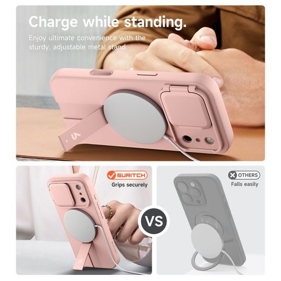 Suritch MagSafe Kickstand Camprotector θήκη iPhone 17 Pro, ροζ