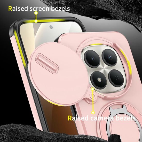 Camslide Stand Schutzhülle für Xiaomi Redmi Note 15 Pro 5G - Mit Kamera-Schieber und Metallständer - Rosa