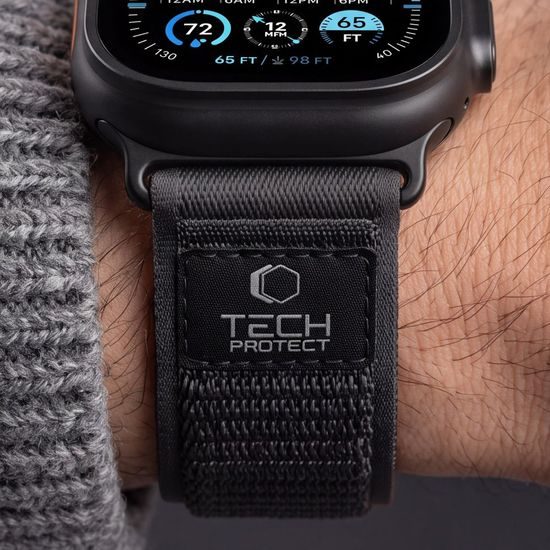 Tech-Protect Nylon Elite Apple Watch 8 / 9 / 10 / 11 / 12 / SE / Ultra (44 / 45 / 46 / 49) mm, čierno-oranžový