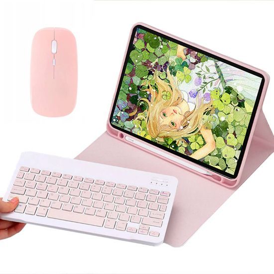 Hülle mit Tastatur und Maus für Apple iPad Air 4 / 11 Pro / Air 5 2022, rosa
