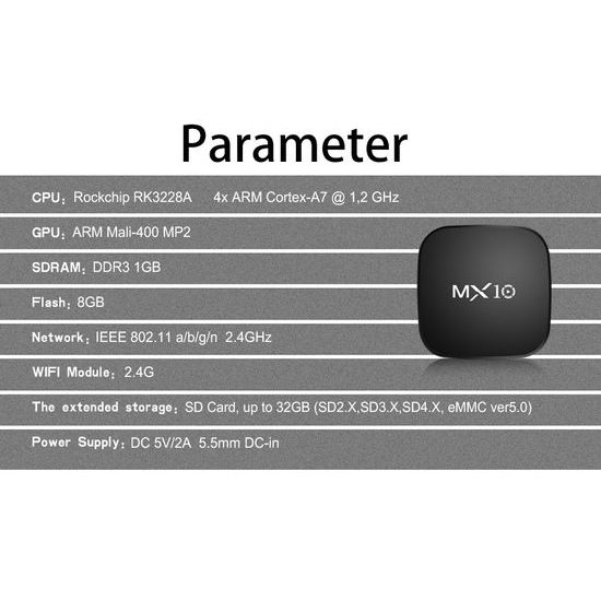 MX10 Smart TV Box mit Android 7.1 - Multimedia Streaming Box - 1 GB RAM / 8 GB Speicher