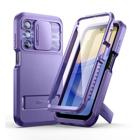 Suritch 360 Kickstand Camprotector etui za Samsung Galaxy A15, vijoličen