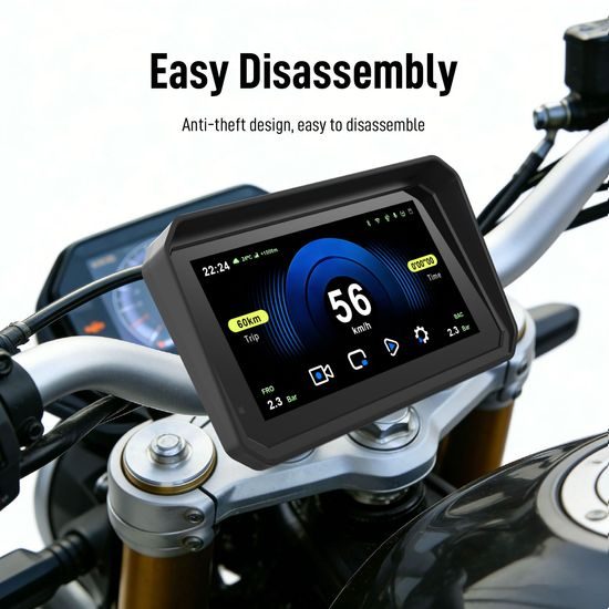6" Motociklistički zaslon s bežičnim CarPlay i Android Auto, dvostrukom Full HD kamerom i brzootpusnim nosačem