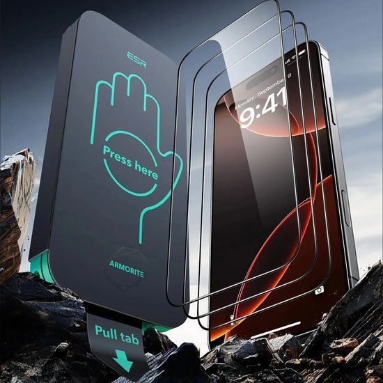 iPhone 17 Pro / iPhone 18 Pro aizsargplēve – ESR Armorite UltraFit komplekts 3 gab. – melns