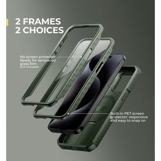 Dexnor MagSafe 360 Kickstand Camprotector Θήκη iPhone 15 Pro Max, πράσινη