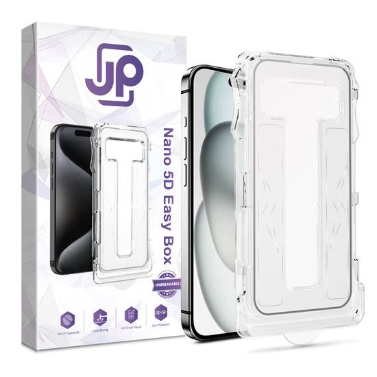 JP Nano 5D Easy Box Tvrdené sklo, iPhone 15, čierne