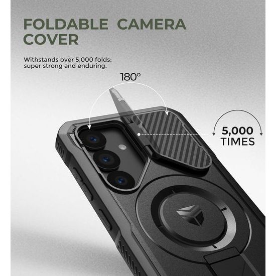 Dexnor MagSafe 360 Kickstand Camprotector maska Samsung Galaxy S25, crna