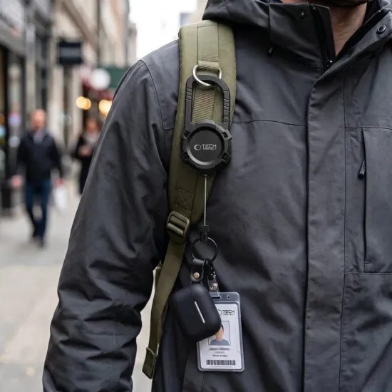 Tech-Protect ATH03 UrbanLoop Sicherheitshalter gegen Diebstahl mit ausziehbarem Stahlkabel - Schwarz