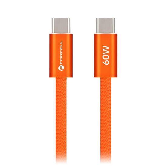 Cablu Forcell F-Energy USB-C - USB-C, QC4.0, PD, 3A, 60W, 1,2 m, portocaliu
