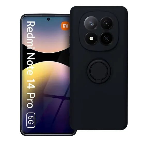 Θήκη Σιλικόνης δαχτυλίδι, Xiaomi Redmi Note 14 Pro 5G, μαύρο