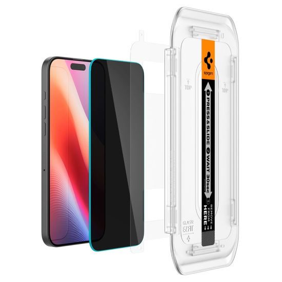 Spigen Glass.TR EZFit Privacy s aplikátorem, 2 kusy, Tvrzené sklo, iPhone 16 Pro