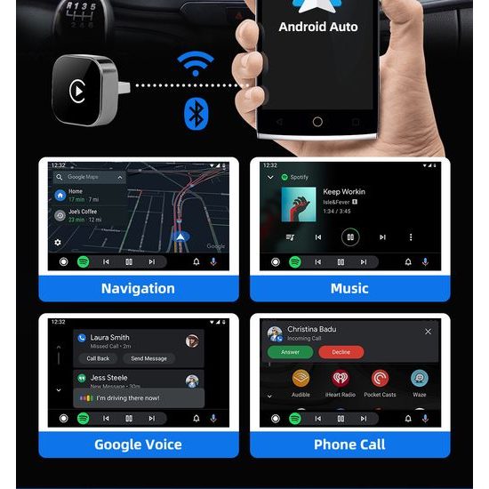 Ασύρματος Προσαρμογέας για CarPlay και Android Auto, Plug & Play, ABS, CA27