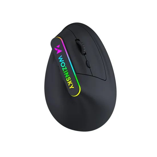 Wozinsky WMG-1164 Kabellose Ergonomische Gaming Maus für PC und Laptop - Vertikale Funkmaus mit 2.4 GHz und Bluetooth 5.0 - 3600 DPI - RGB Beleuchtung - Schwarz