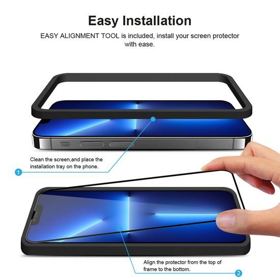 JP Πλήρες Πακέτο Προστατευτικών Γυαλιών, 2x 3D γυαλί με εφαρμογέα + 2x γυαλί για φακό, iPhone 13 Pro MAX