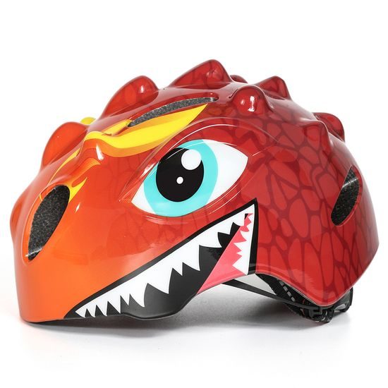 Wozinsky Kinder Fahrradhelm S (50-54 cm) mit Drachen-Motiv - Rot